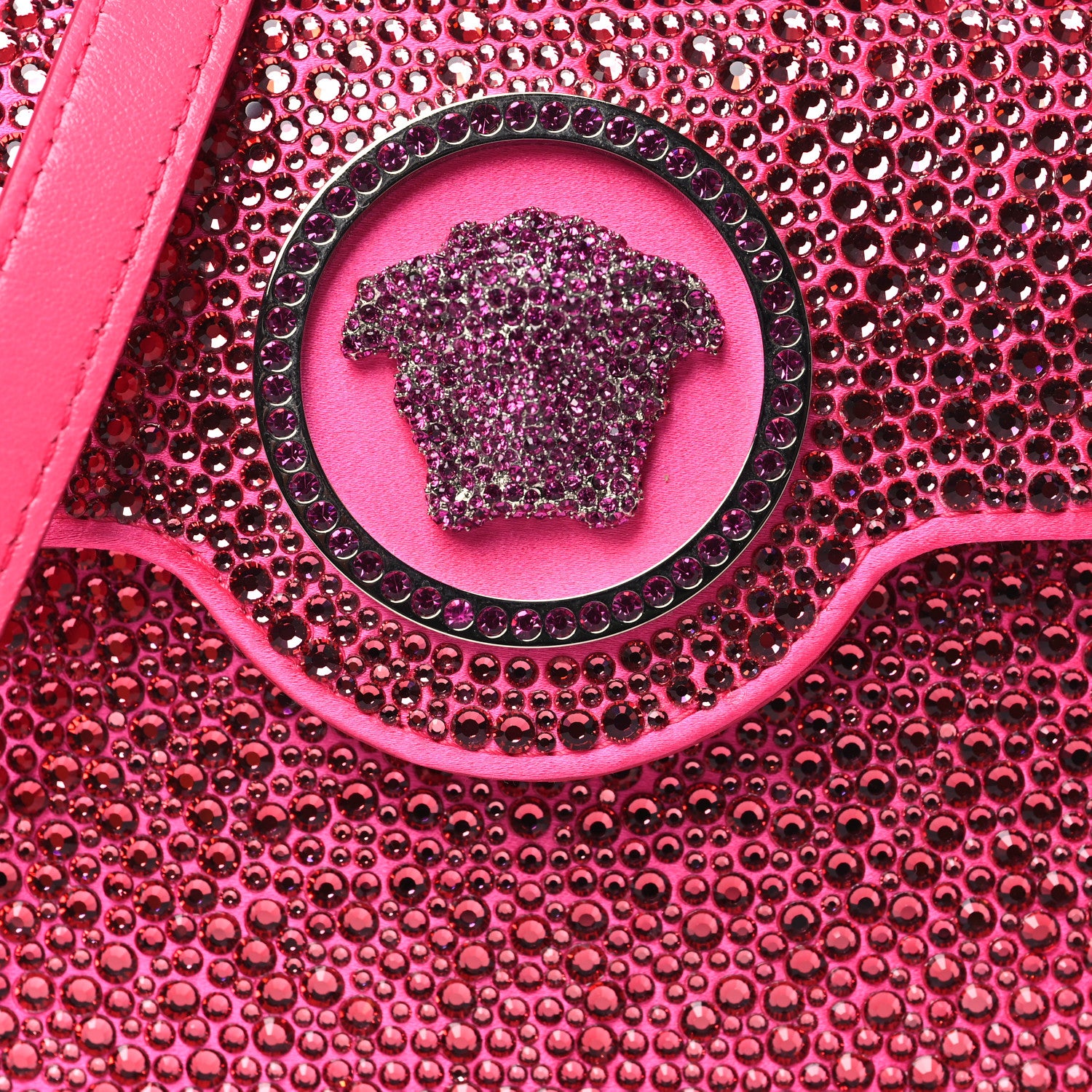 Versace Satin Crystal Studded Mini La Medusa Bag Pink 7 of 9
