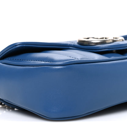 Gucci Calfskin Matelasse Aria Super Mini GG Marmont Shoulder Bag Clear Blue 9 of 10