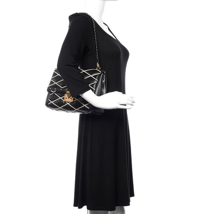 Louis Vuitton Lambskin Malletage Pochette Flap Black 2 of 11