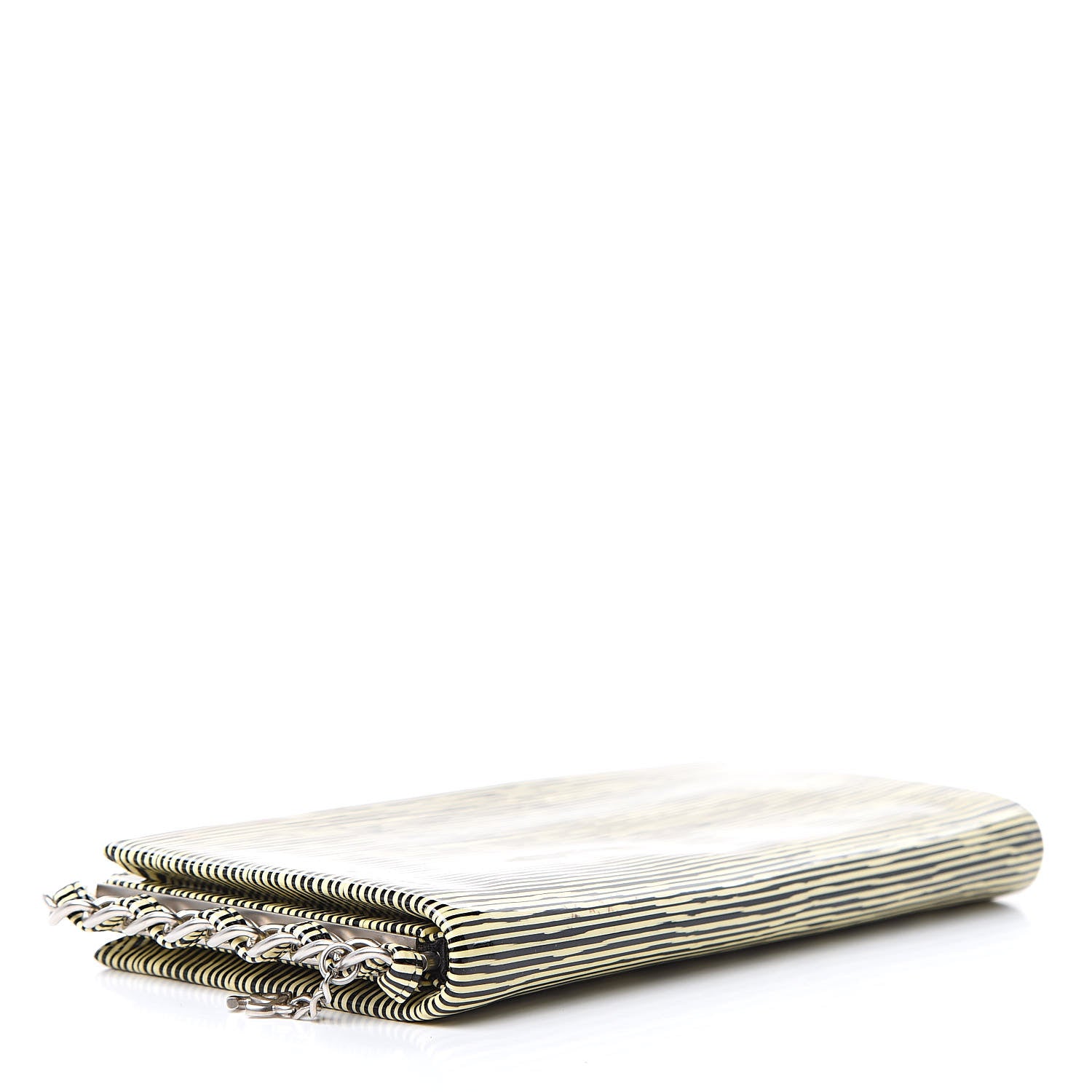 Chanel Patent Calfskin Striped Clutch Black 4 of 9