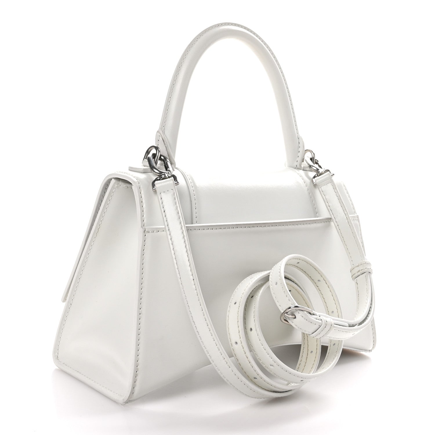 Balenciaga Shiny Box Calfskin Tonal B Small Hourglass Top Handle Bag White 3 of 11