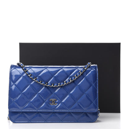 Chanel Patent Quilted Wallet On Chain WOC Dark Blue 13 of 13