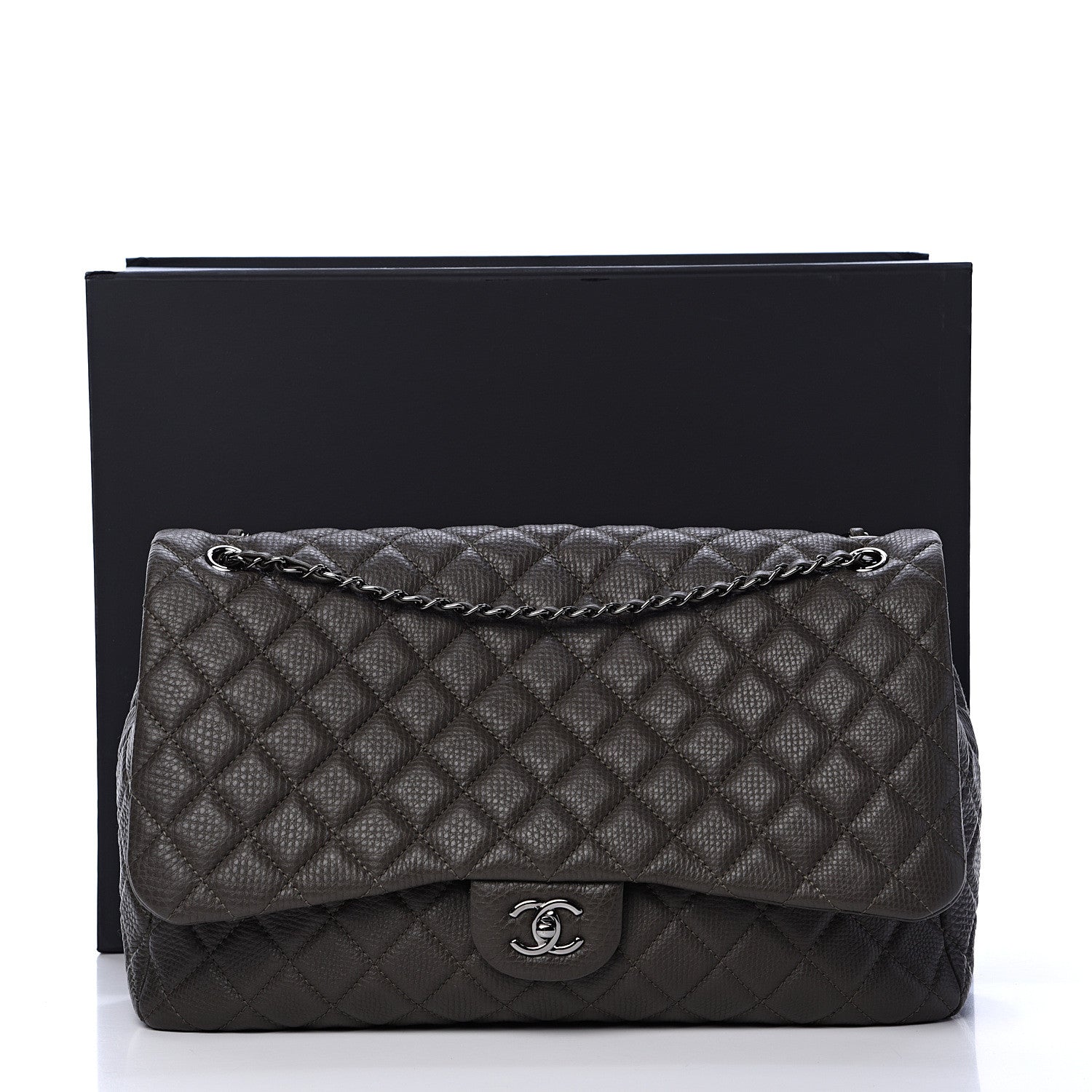Chanel Calfskin Quilted Small XXL Travel Flap Bag Khaki 10 of 10