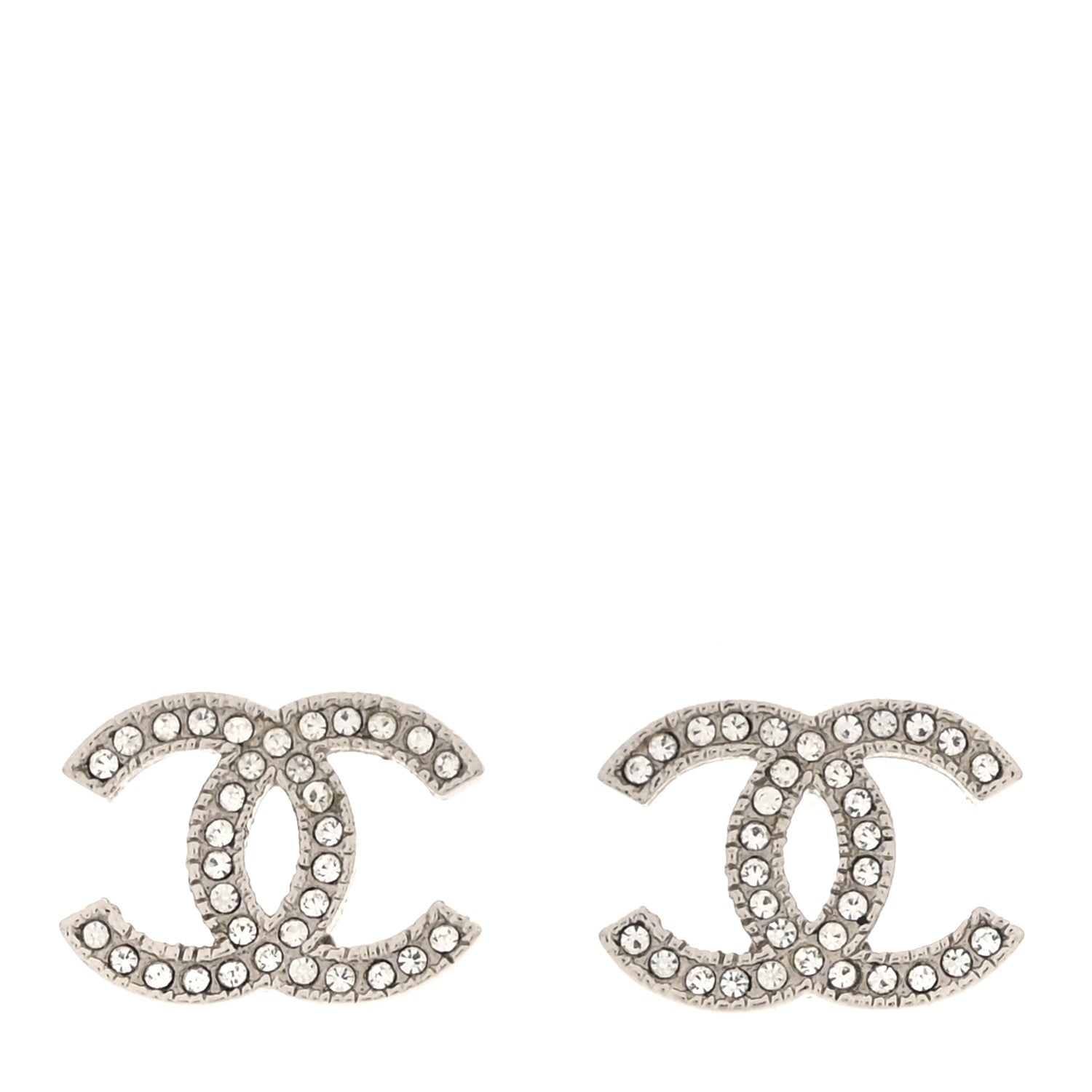 Chanel Crystal CC Earrings Silver 1 of 5