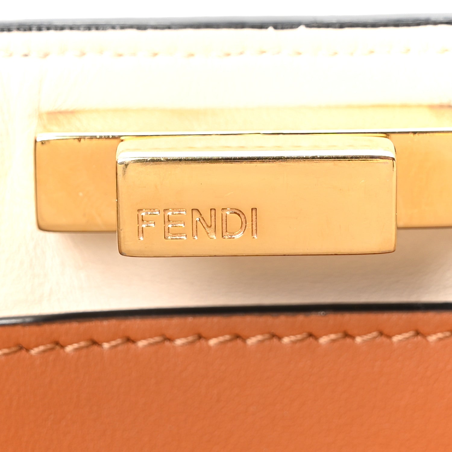 Fendi Vitello Seta Century Small Peekaboo X-Tote Black Brandy 6 of 10
