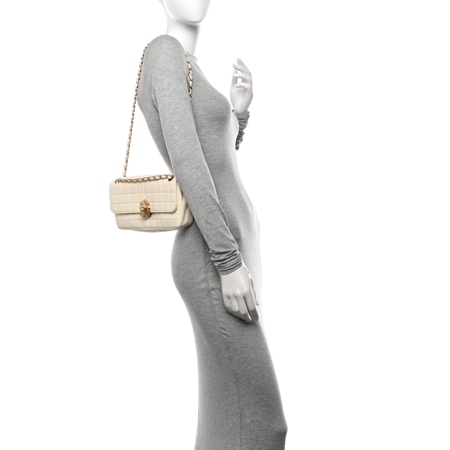 Lambskin Chocolate Bar Leo Lion Flap White