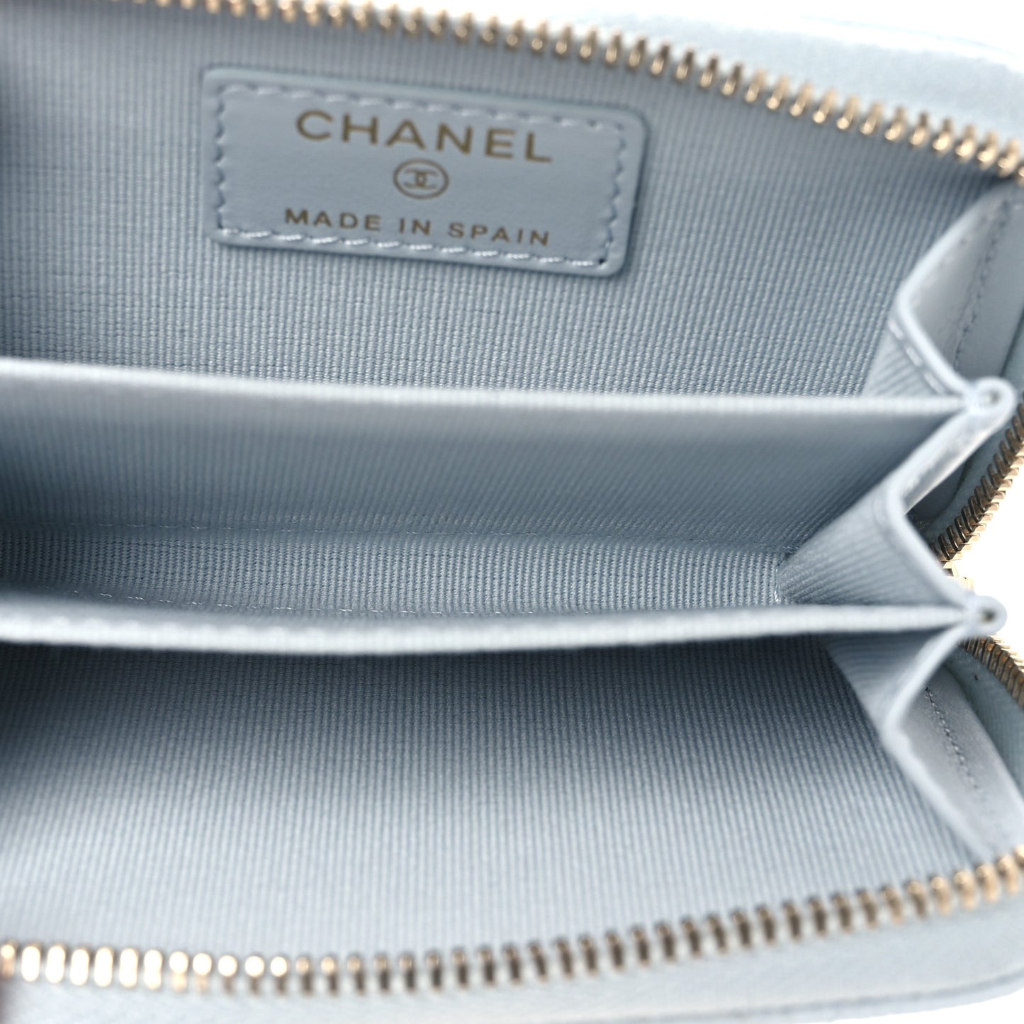 Caviar Quilted Zip Coin Purse Light Blue