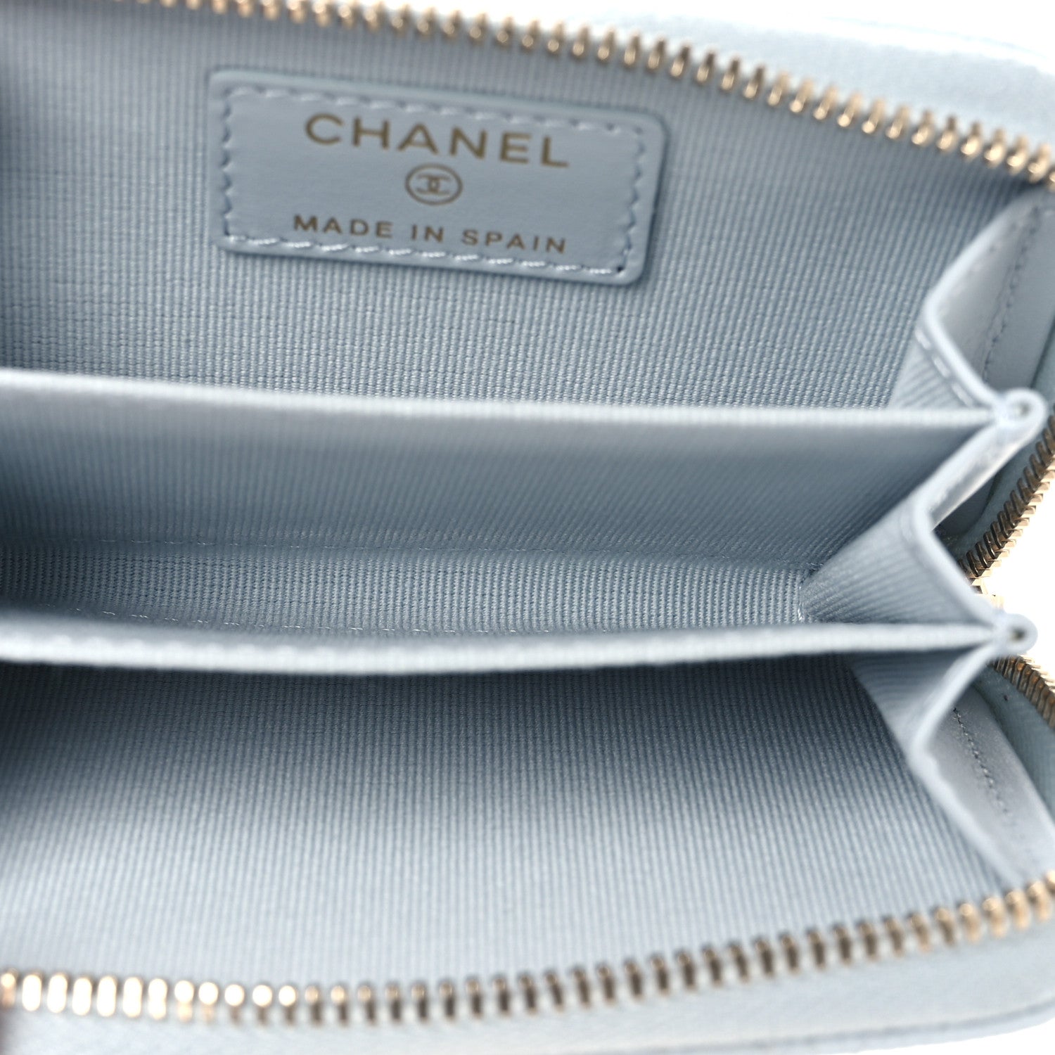 Chanel Caviar Quilted Zip Coin Purse Light Blue 5 of 8