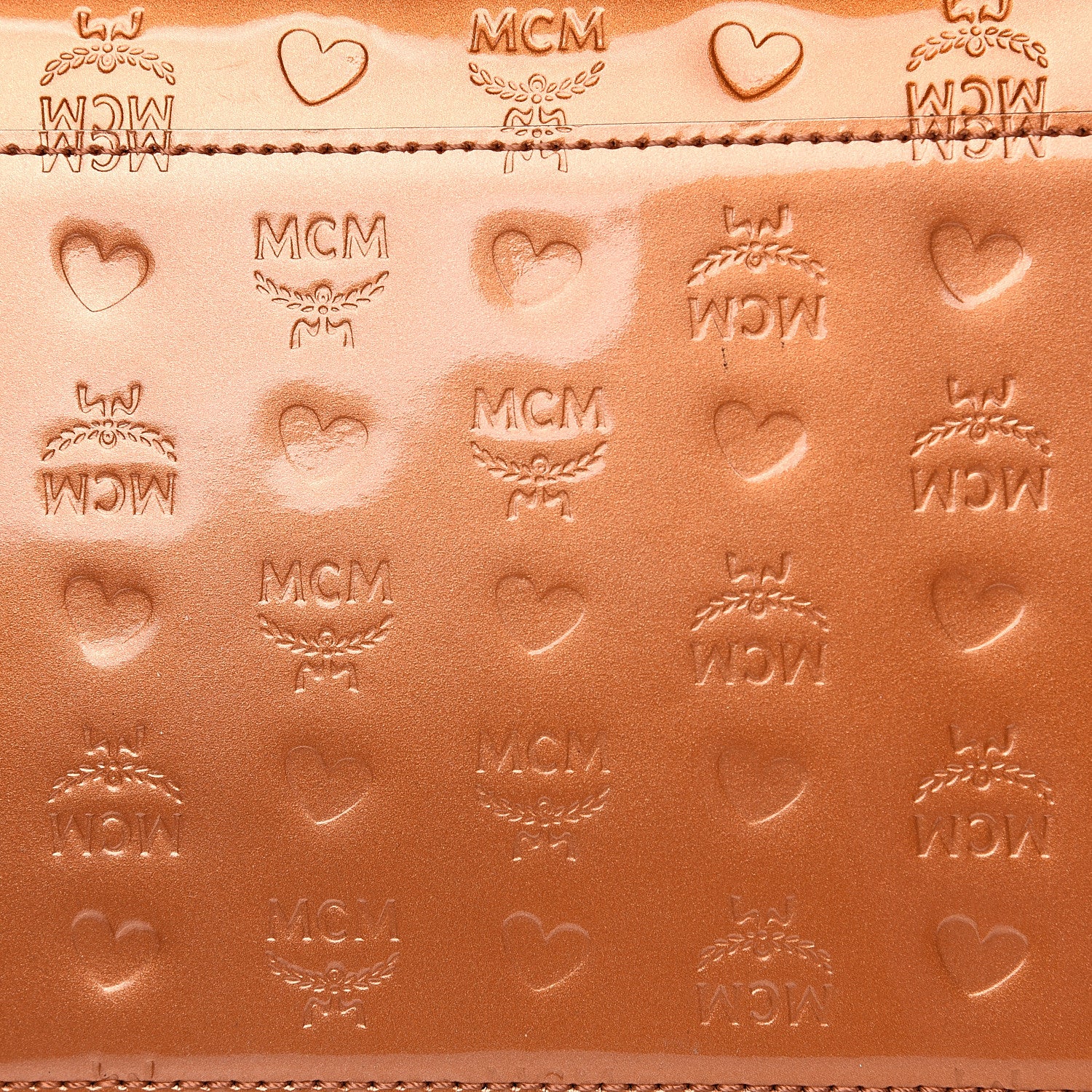 MCM Patent Monogram Boston Bag Bronze 10 of 11