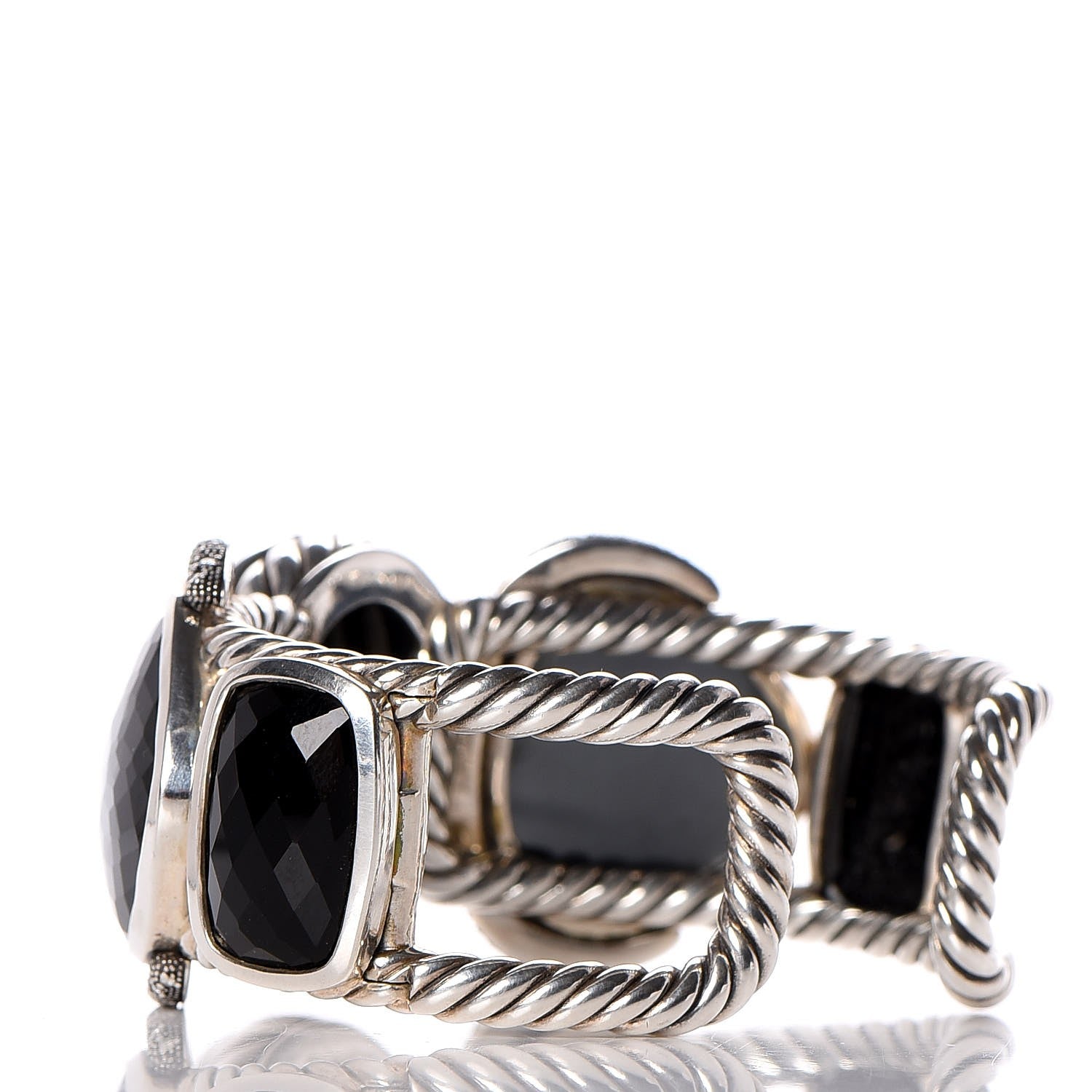 David Yurman Sterling Silver Diamond Hematine Gray Orchid Onyx Moonlight Cuff 3 of 6