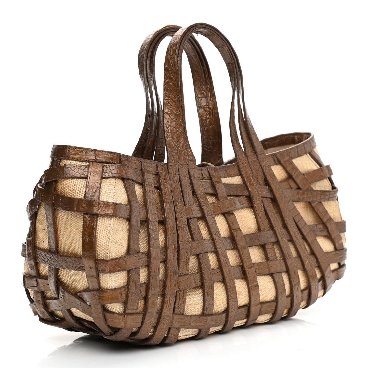Nancy Gonzalez Crocodile Woven Tote Chocolate 3 of 12