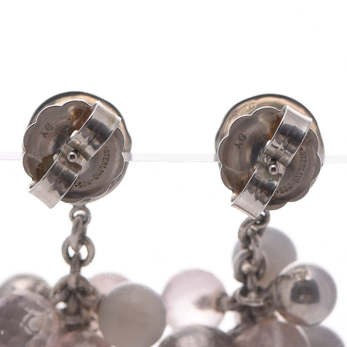 Sterling Silver Rose Quartz Gray Moonstone Elements Drop Earrings