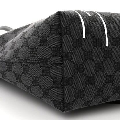 Gucci X BALENCIAGA BB Monogram Web Graffiti Medium Ophidia Shopping Tote Black 8 of 9
