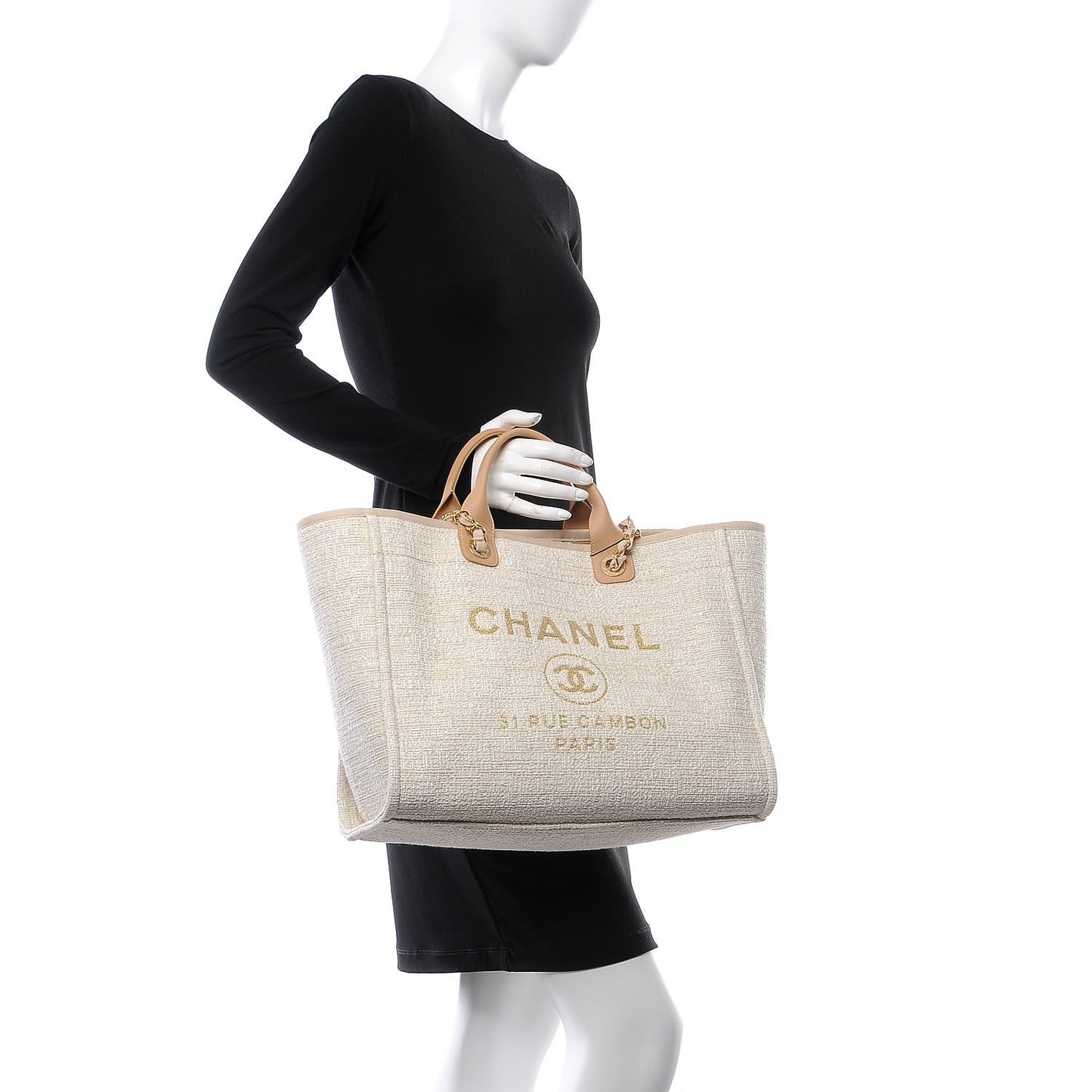 Canvas Large Deauville Tote Light Beige