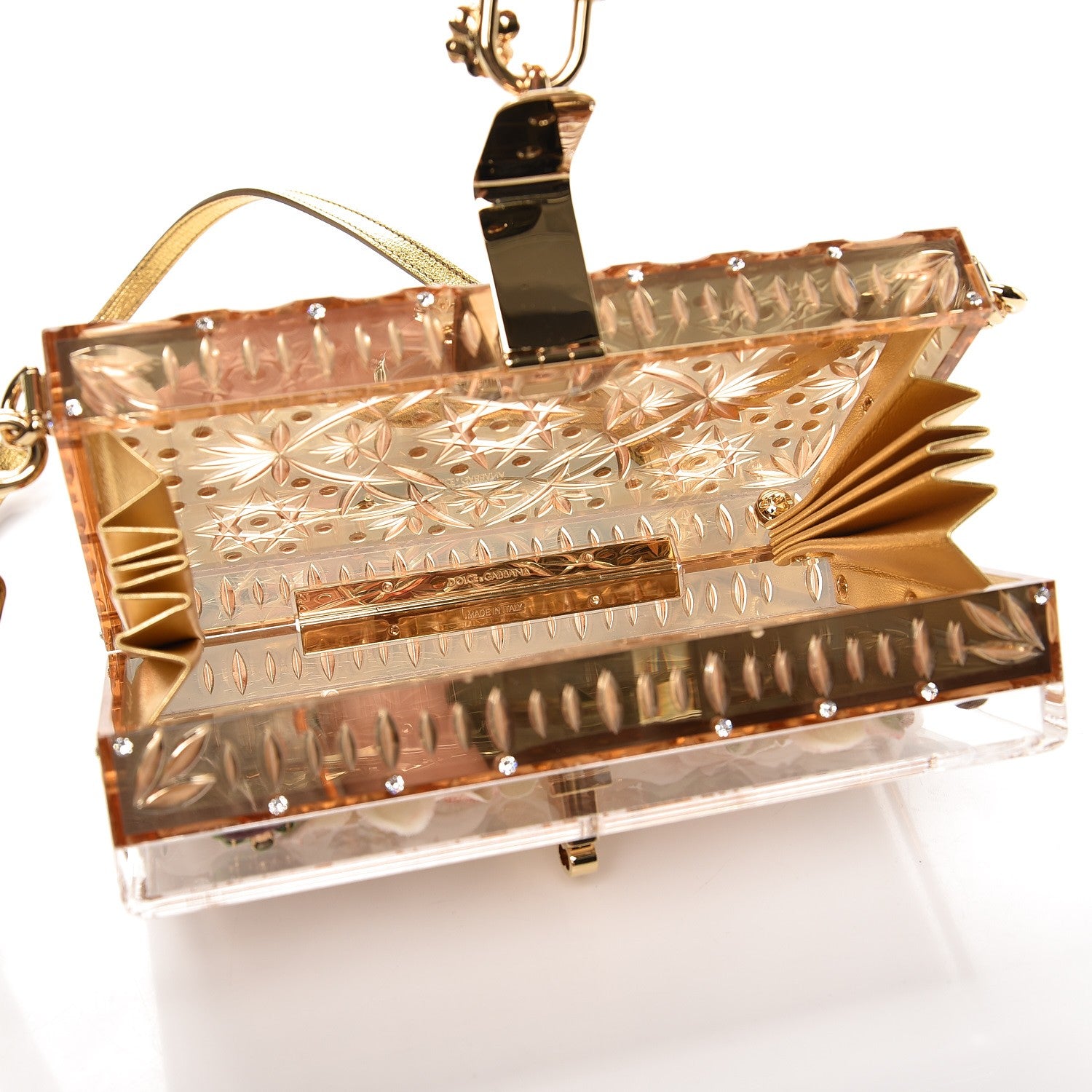 Dolce & Gabbana Metallic Plexiglass Crystal Embellished Shoulder Bag 6 of 8