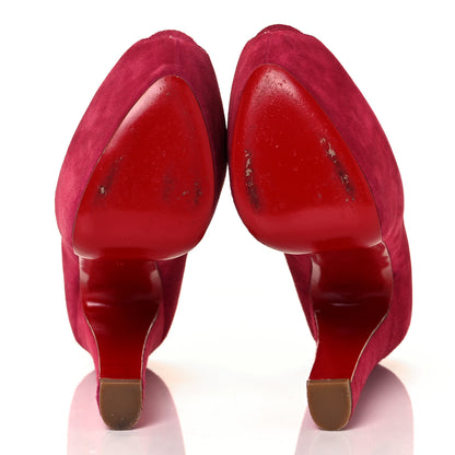 Christian Louboutin Suede Shameless 160 Peep Toe Heels 37 Pivoine 5 of 9