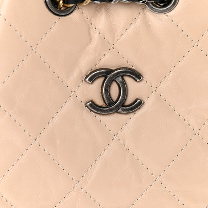 Chanel Aged Calfskin Quilted Small Gabrielle Backpack Beige Black 14 of 14
