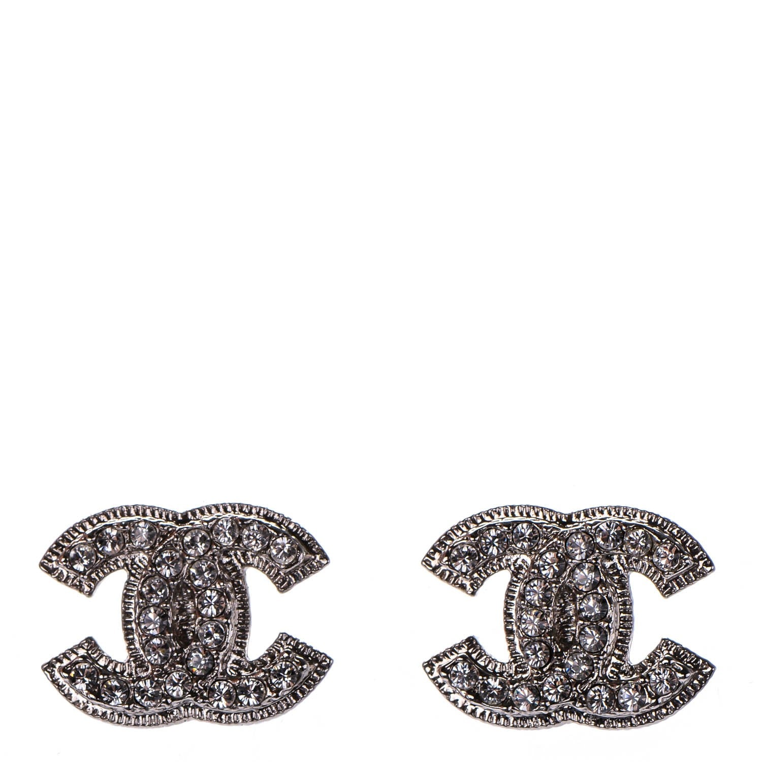 Chanel Crystal CC Earrings Silver 1 of 5