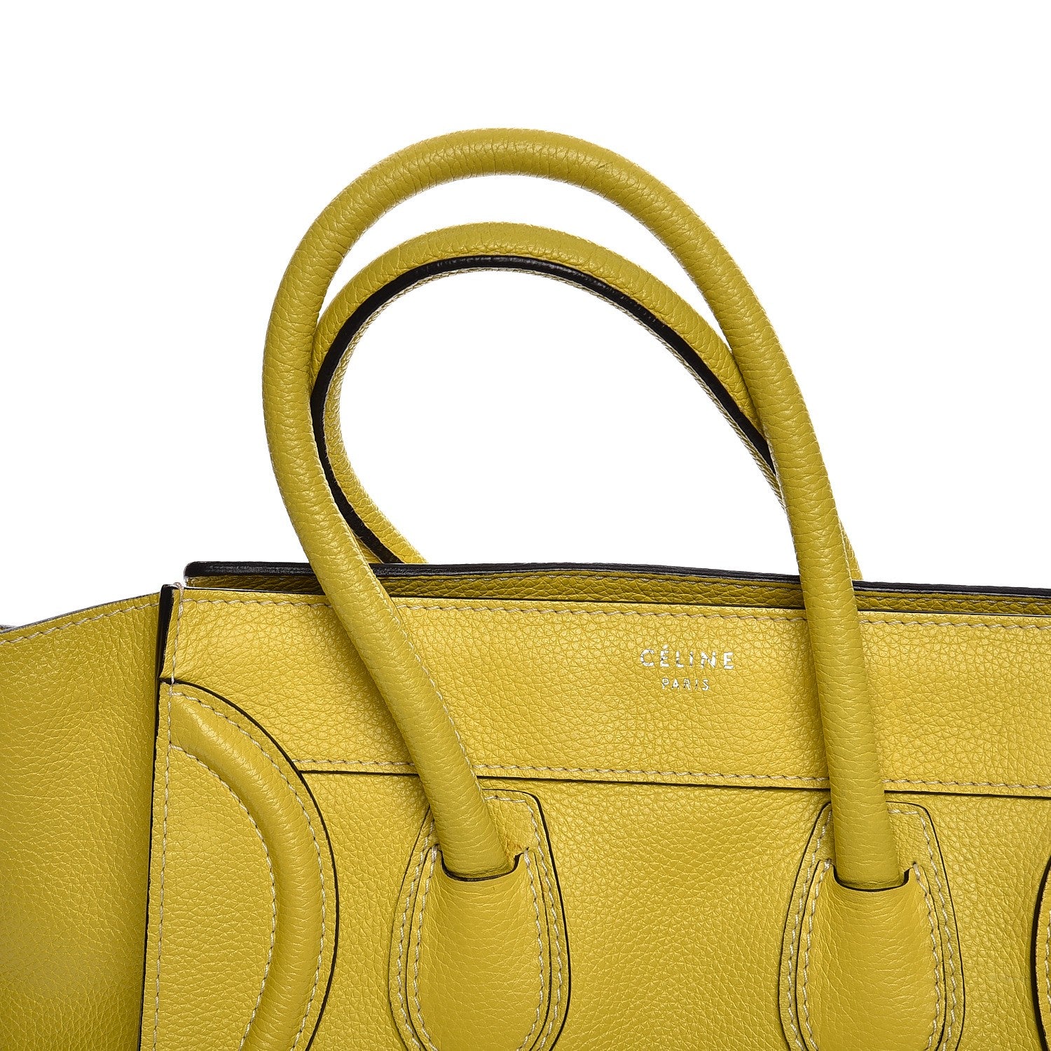 Celine Drummed Calfskin Micro Luggage Citron 9 of 16