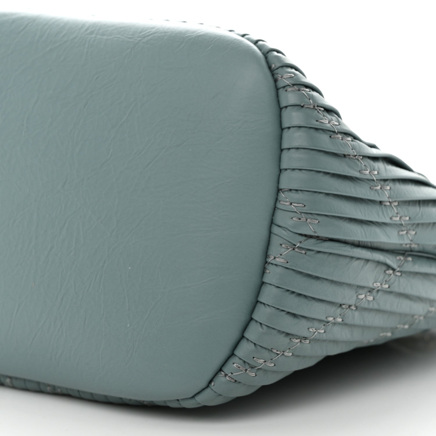Chanel Crumpled Calfskin Coco Pleats Drawstring Bag Blue 10 of 11