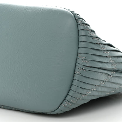 Chanel Crumpled Calfskin Coco Pleats Drawstring Bag Blue 10 of 11