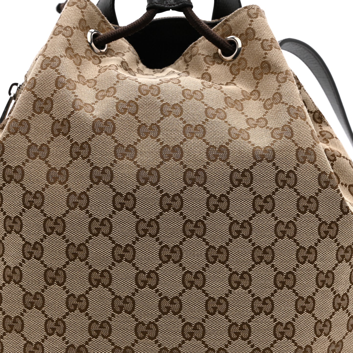 Monogram Dollar Calfskin O Drawstring Backpack Beige Ebony Testa di Moro Dark Chocolate