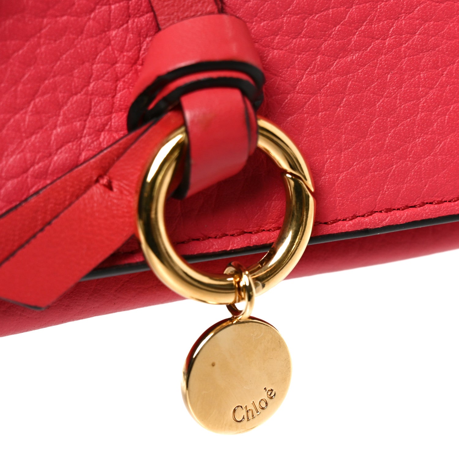 Chloe Grained Calfskin Alphabet Mini Trifold Wallet Crimson Pink 7 of 7