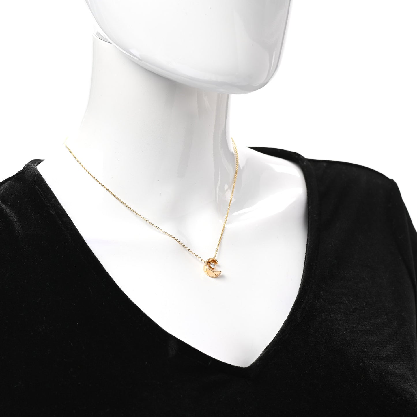 18K Yellow Gold Diamond Coco Crush C Necklace