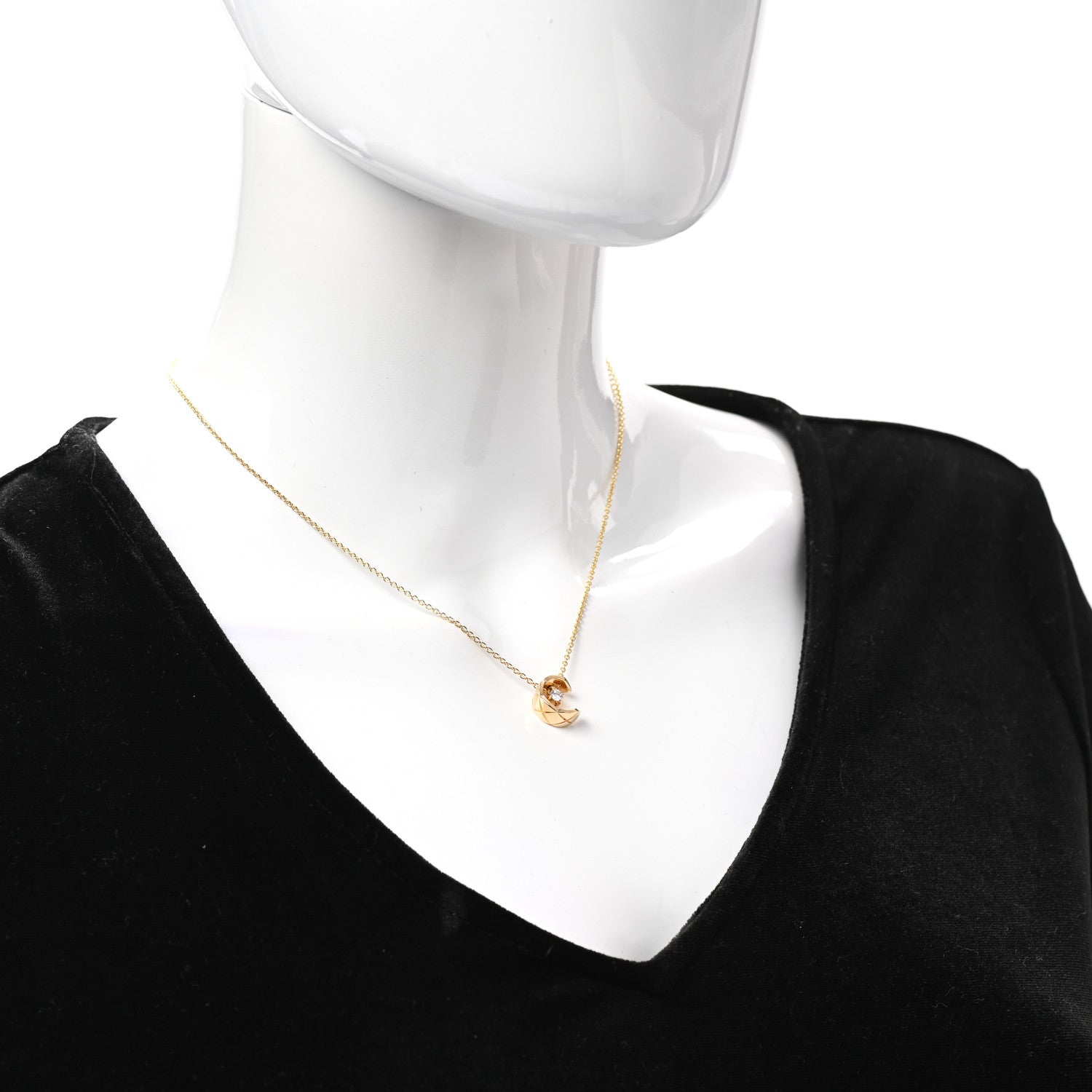 Chanel 18K Yellow Gold Diamond Coco Crush C Necklace 2 of 7