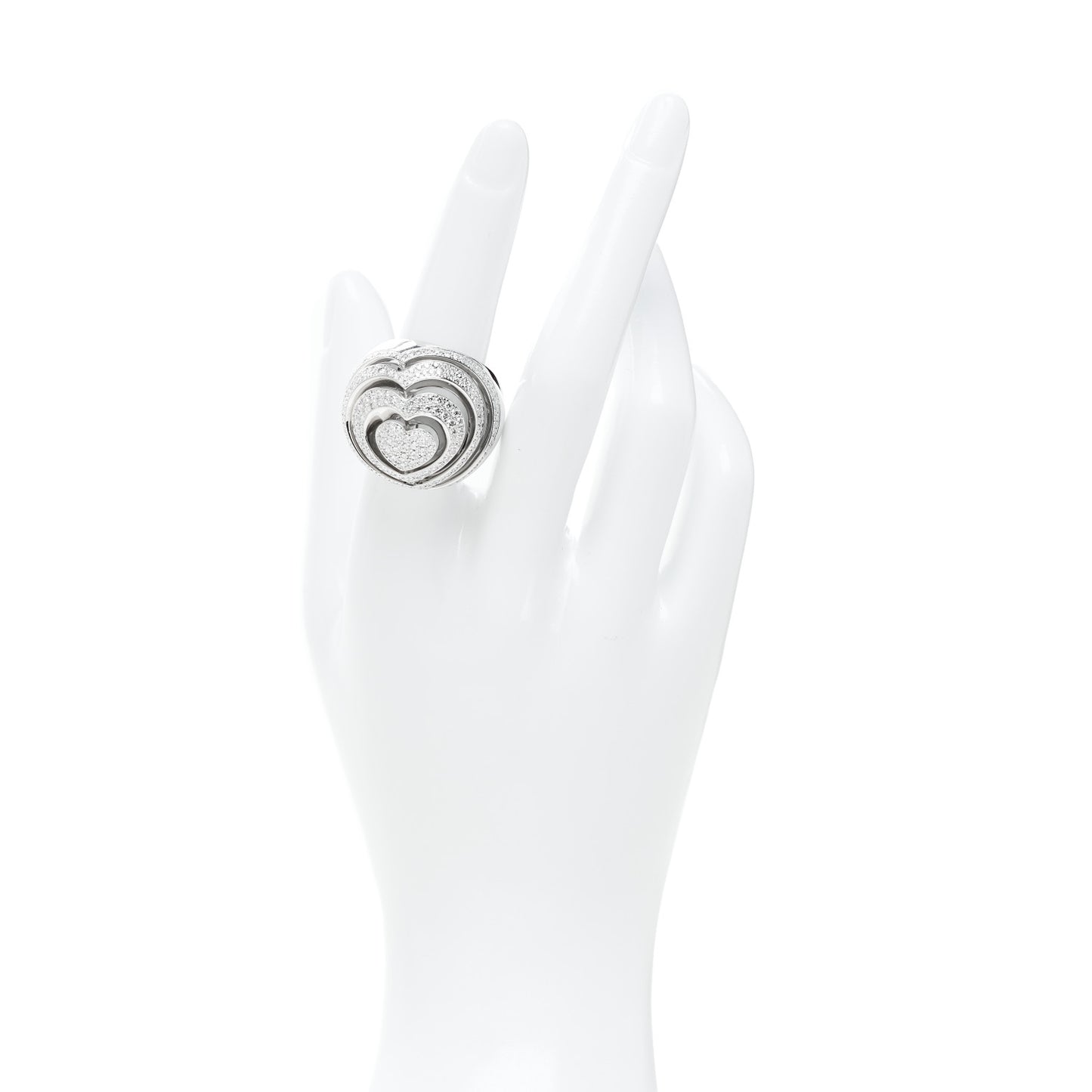 18K White Gold Diamond Heart Xtravaganza Cocktail Ring 54 6.75