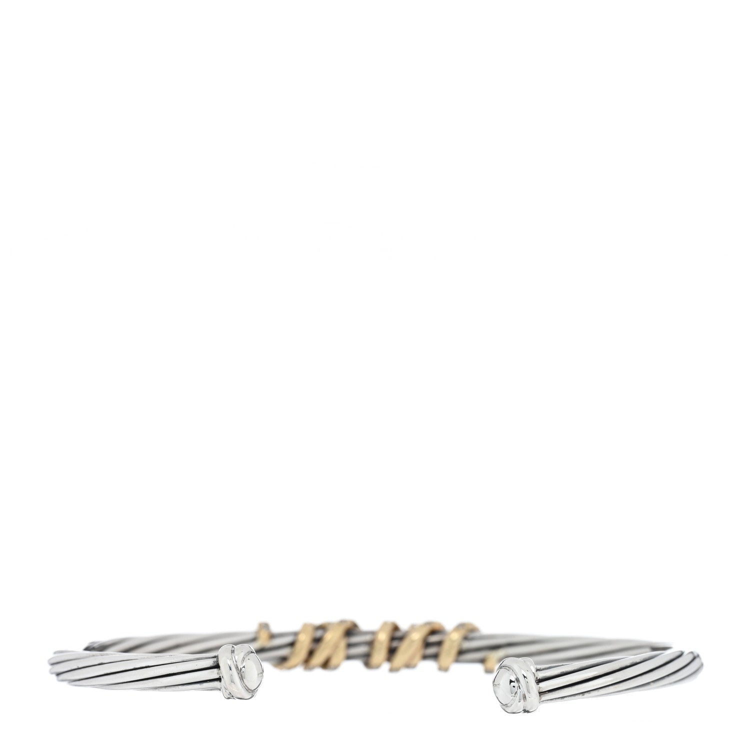 David Yurman Sterling Silver 18K Yellow Gold Diamond 4mm Helena Station Bracelet 2 of 3