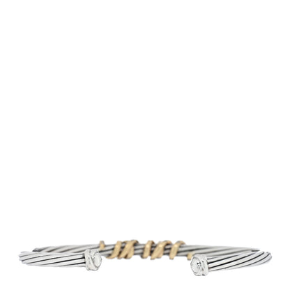 David Yurman Sterling Silver 18K Yellow Gold Diamond 4mm Helena Station Bracelet 2 of 3