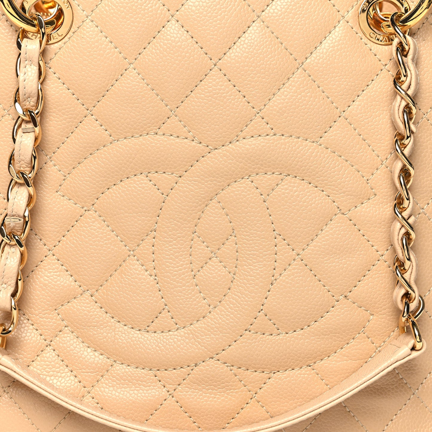 Caviar Quilted Grand Shopping Tote GST Beige