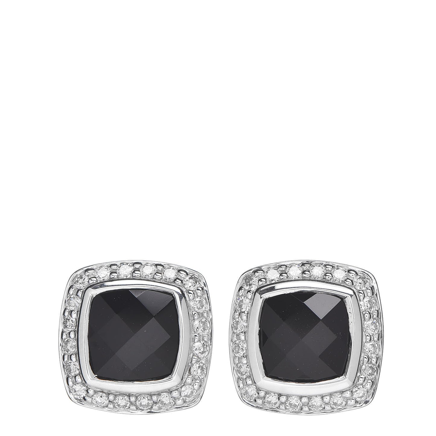 Sterling Silver Diamond Black Onyx 7mm Albion Earrings
