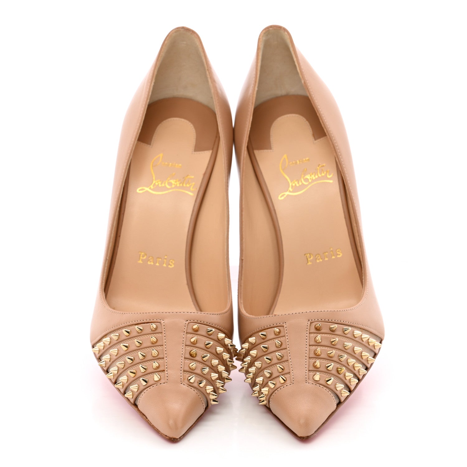 Christian Louboutin Kid Bareta 100 Pumps 37 Nude Light Gold 5 of 22