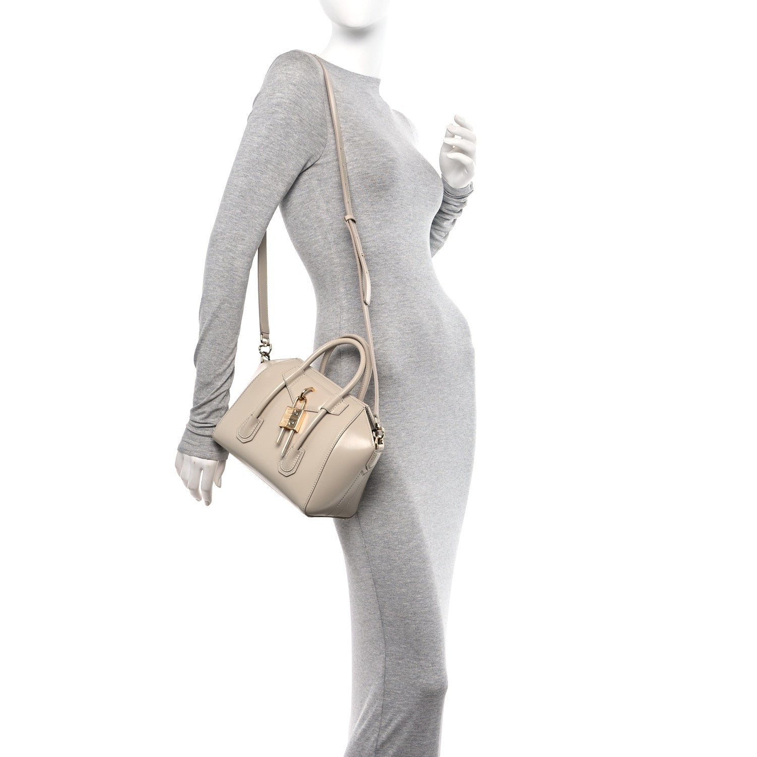 Givenchy Box Calfskin Mini Lock Antigona Shoulder Bag Natural Beige 2 of 9