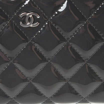 Chanel Patent Calfskin Quilted Large Gusset Zip Around Wallet Grey 9 of 10