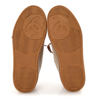 Chanel Fabric Suede Calfskin Logo Sneakers Light Beige 6 of 9