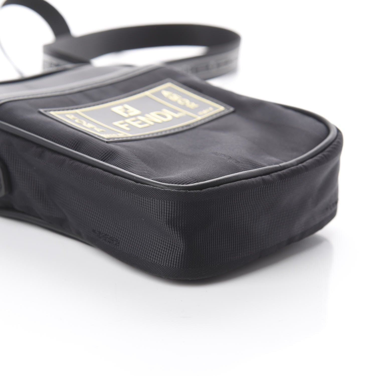 Fendi Nylon Vitello Century Pequin Logo Plate Small Crossbody Messenger Black 5 of 8