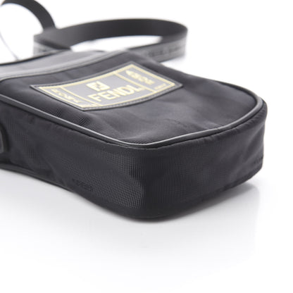 Fendi Nylon Vitello Century Pequin Logo Plate Small Crossbody Messenger Black 5 of 8