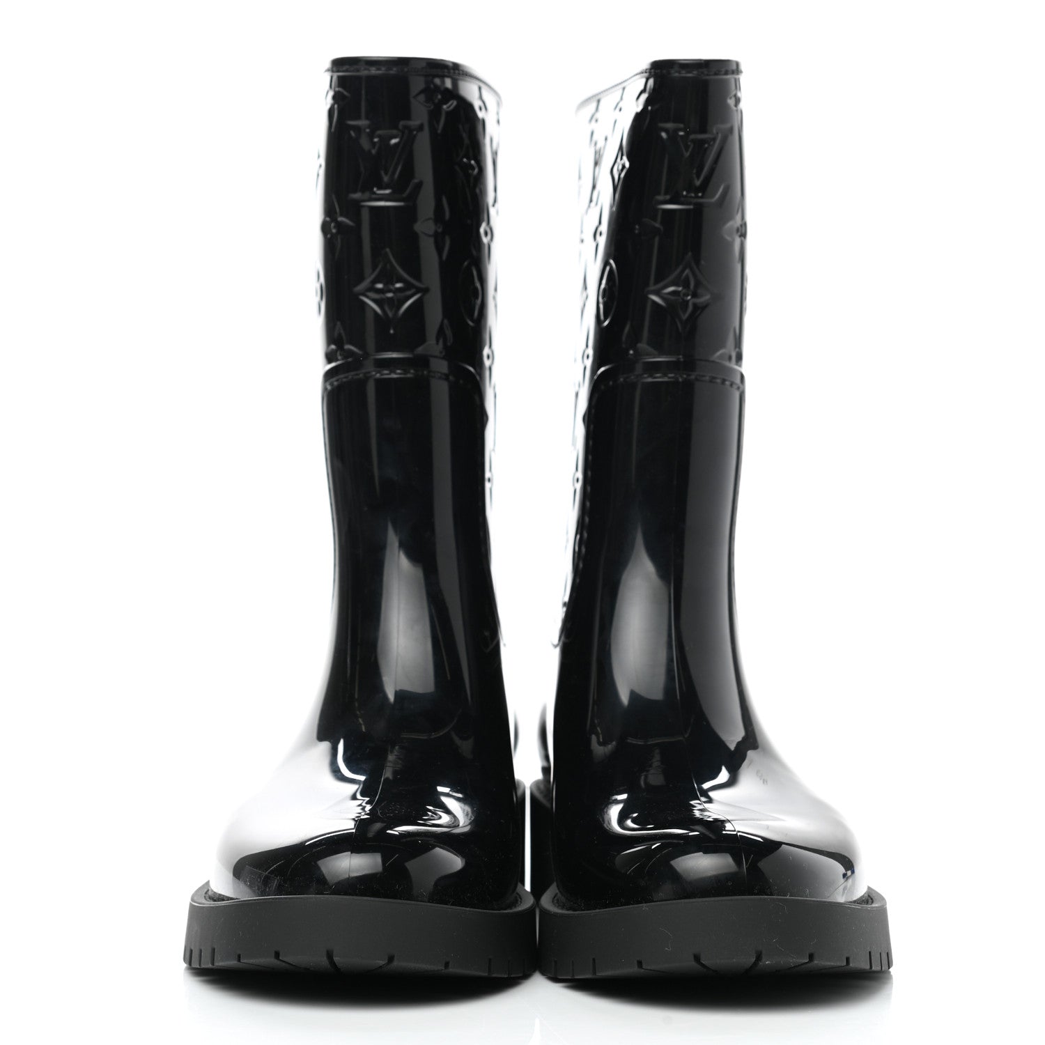 Louis Vuitton Rubber Embossed Monogram Splash Rain Short Boots 35 Black 2 of 8