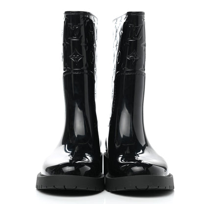 Louis Vuitton Rubber Embossed Monogram Splash Rain Short Boots 35 Black 2 of 8