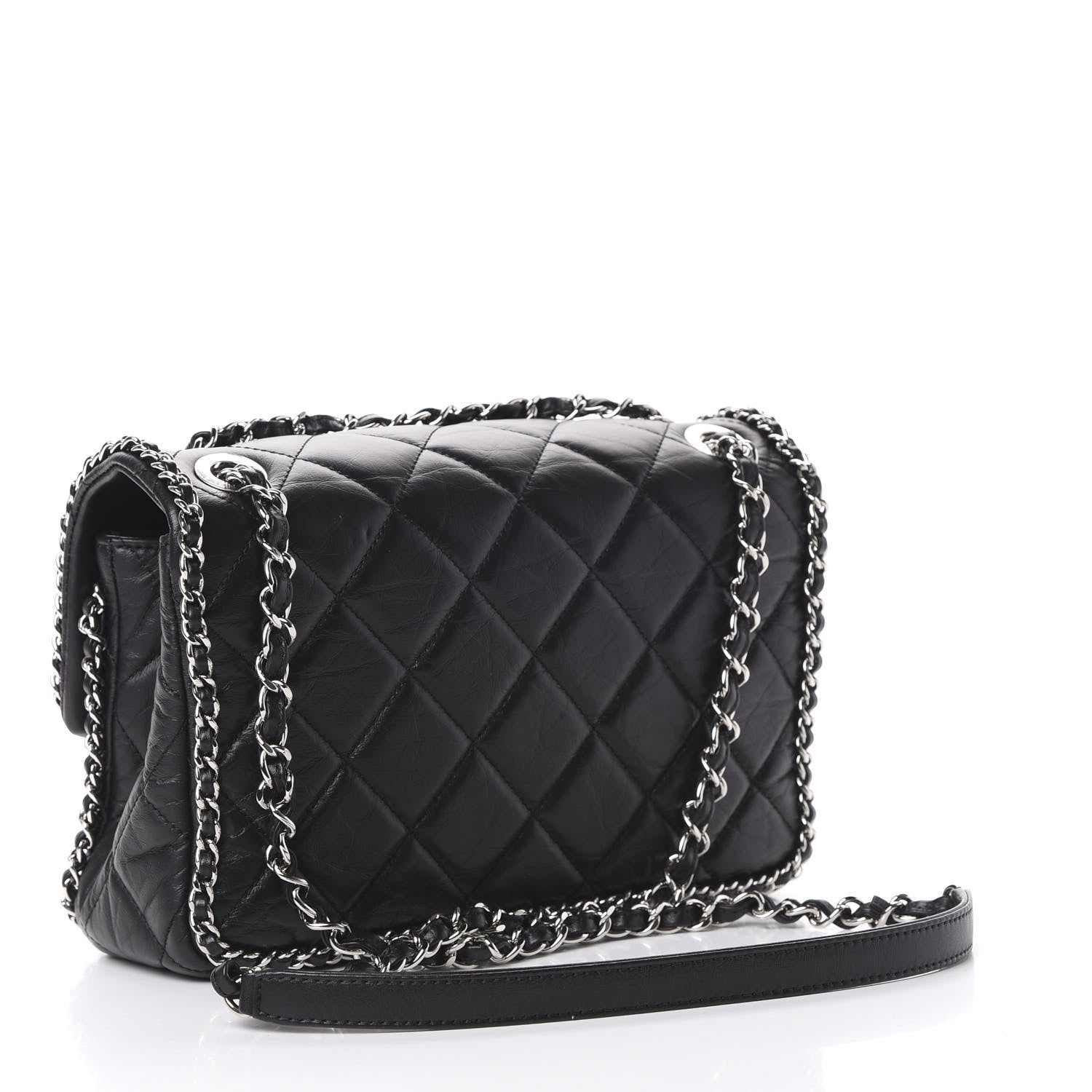 Chanel Crumpled Calfskin Medium Chain Flap Black 2 of 10