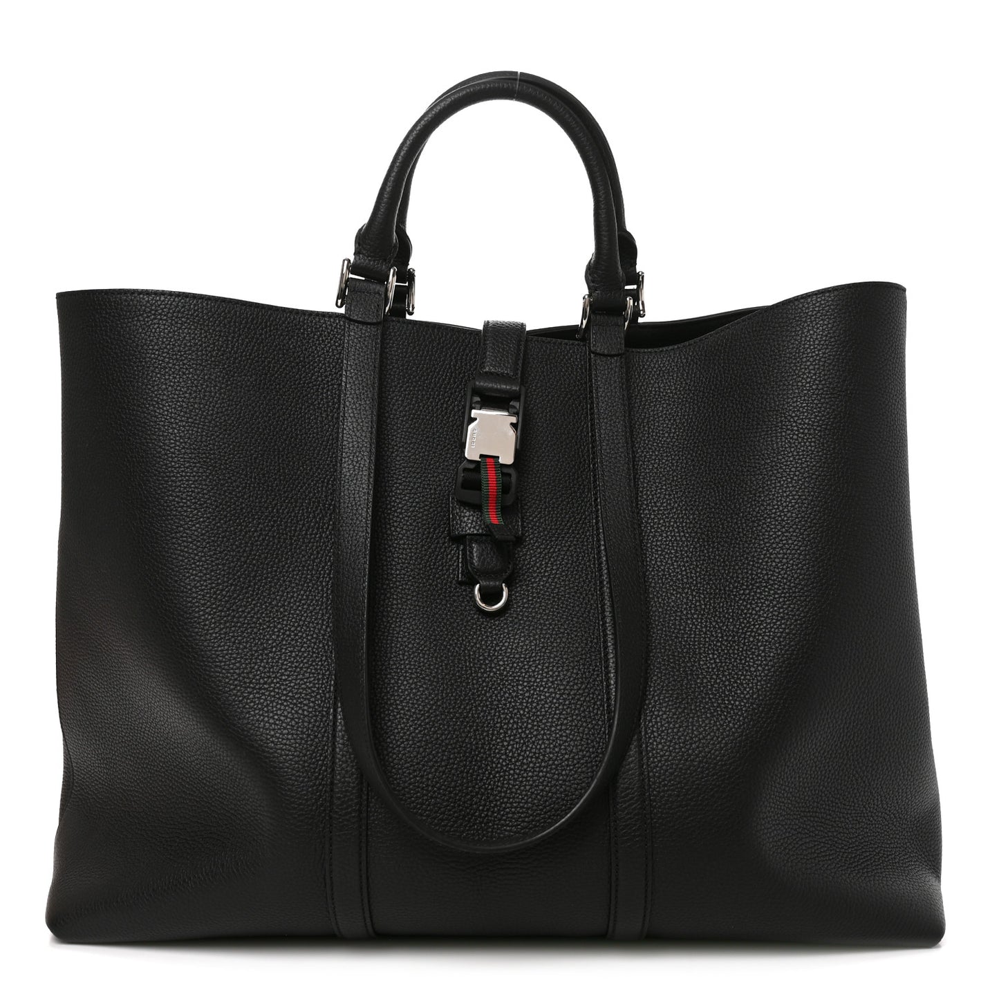 Calfskin Web Maxi Tote Black