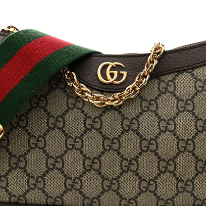 Gucci GG Supreme Monogram Textured Dollar Calfskin Web Small Ophidia GG Handbag Beige Ebony New Acero 14 of 21