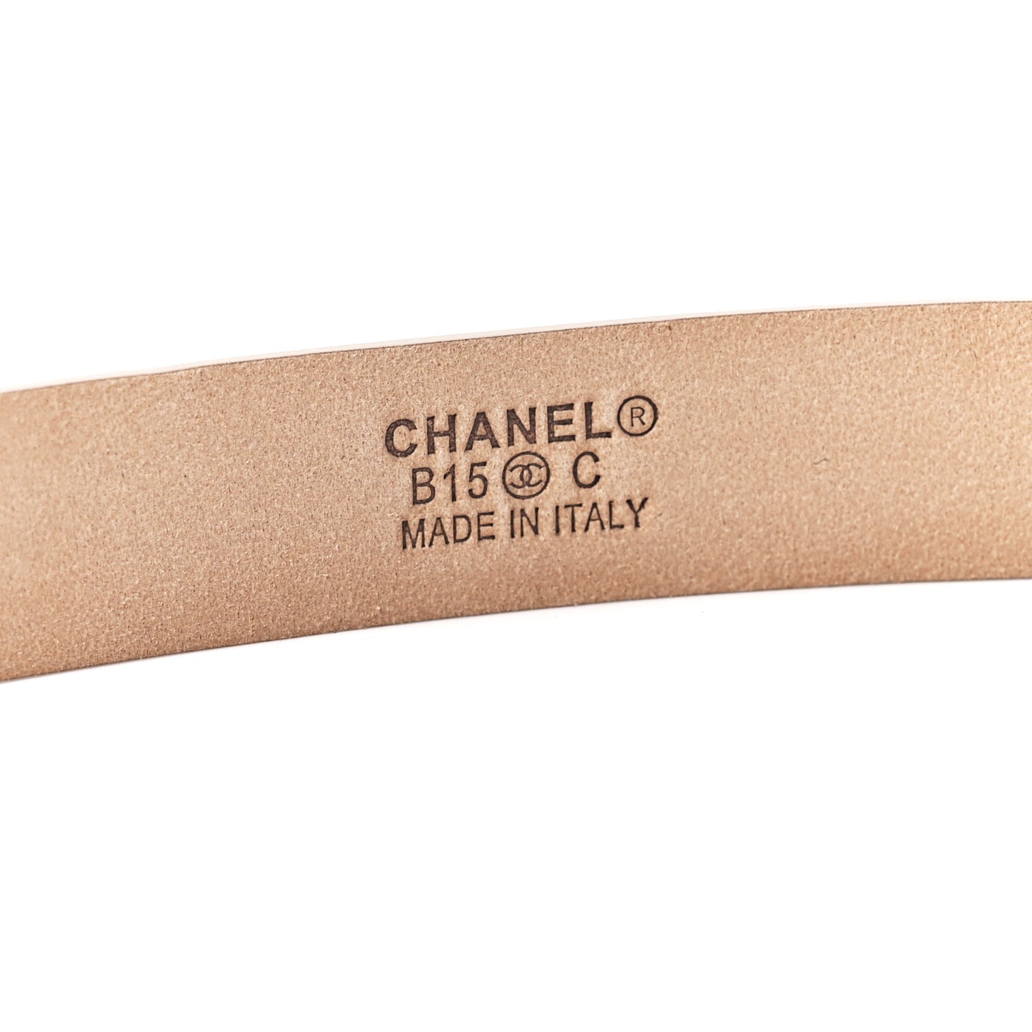Metallic Lambskin CC Logo Skinny Belt 85 34 Gold