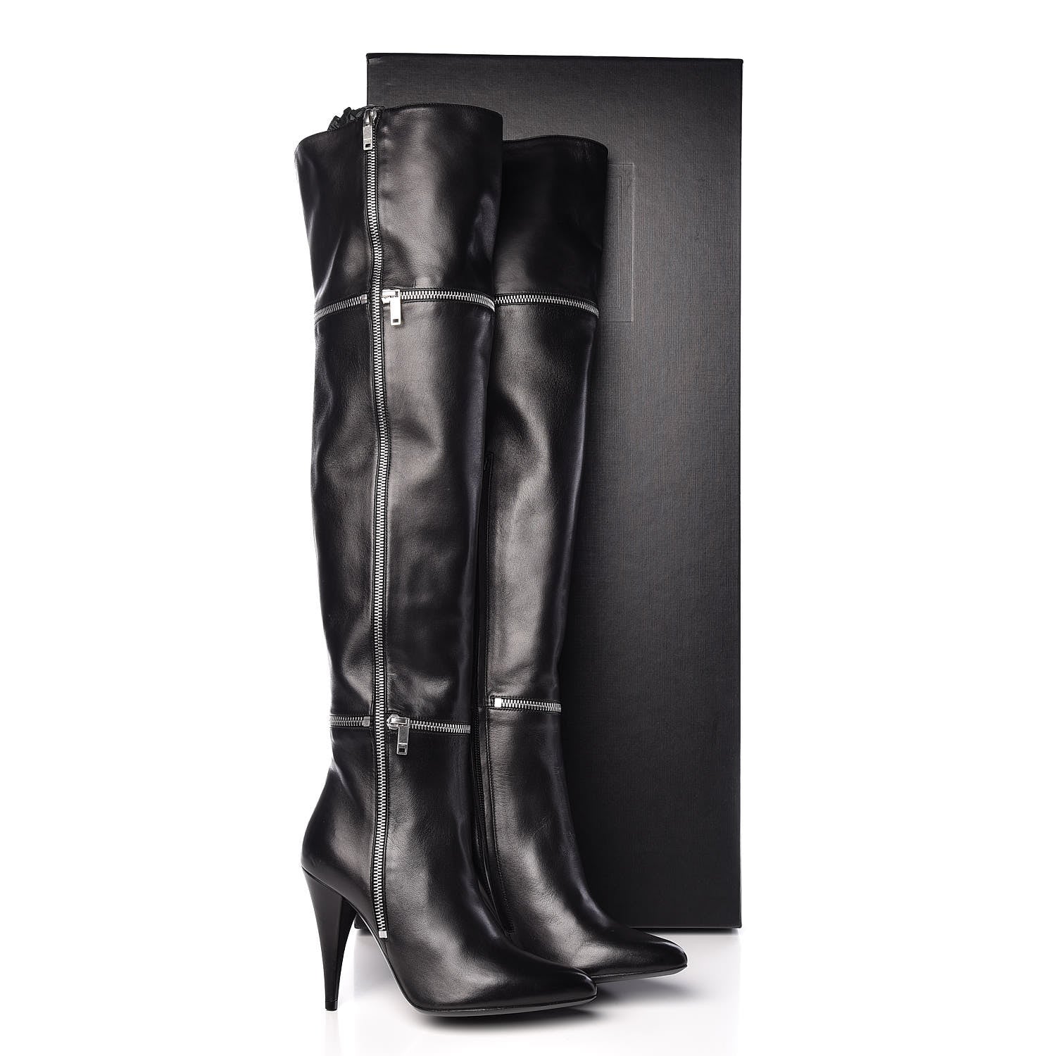 Saint Laurent Nappa Fetish 105 Zip Over The Knee Boots 36.5 Black 9 of 9