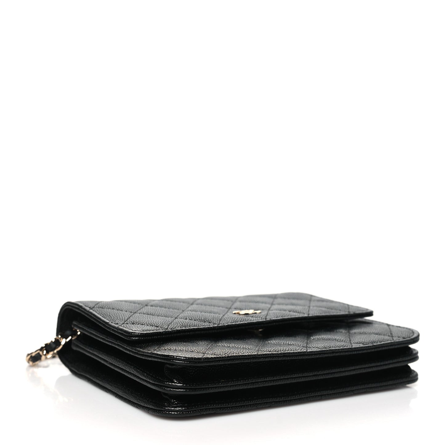 Caviar Quilted Square Wallet On Chain WOC Black