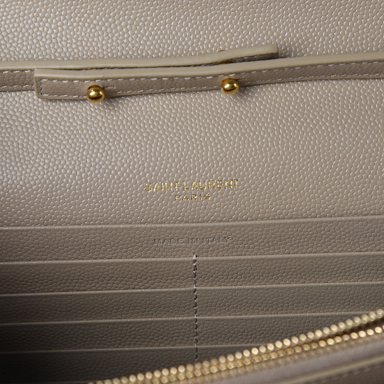 Saint Laurent Grain De Poudre Matelasse Monogram Chain Wallet Sea Salt 5 of 8