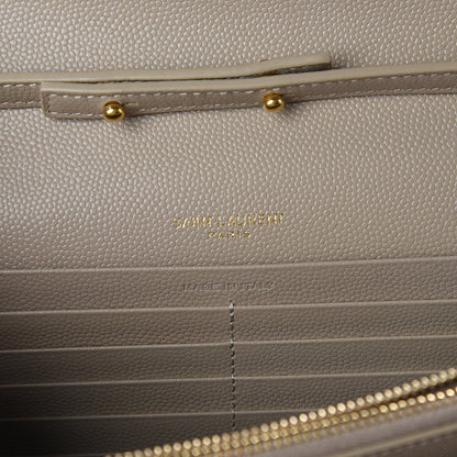 Saint Laurent Grain De Poudre Matelasse Monogram Chain Wallet Sea Salt 5 of 8